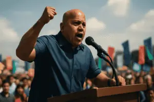 Senator Ronald "Bato" Dela Rosa speaking passionately at PDP Laban rally defending Duterte's drug war policies