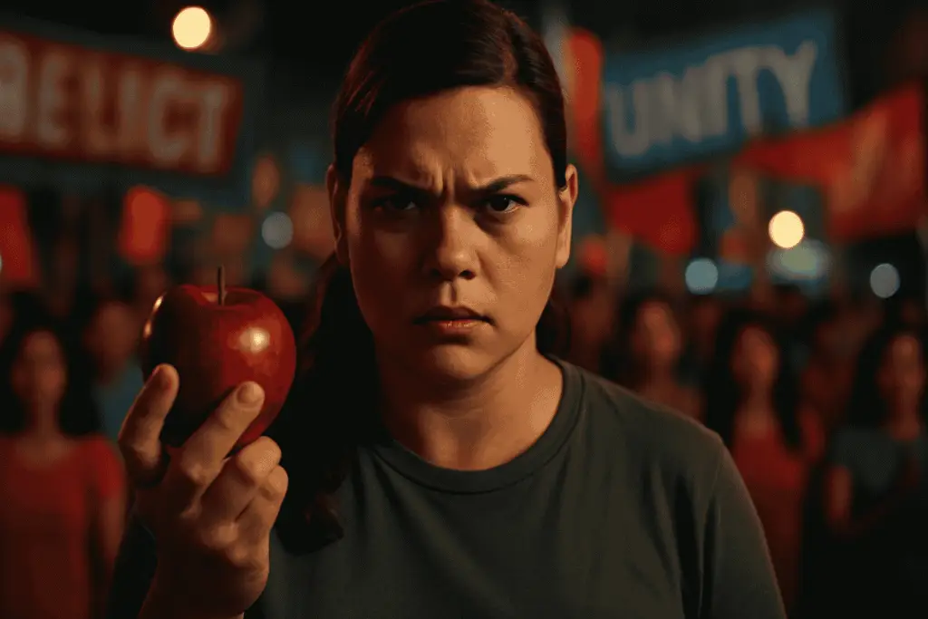 Vice President Sara Duterte addressing supporters during her fiery campaign rally in Manila's Tondo district